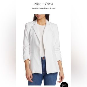 Alice + Olivia Jonelle Linen-Blend Blazer.